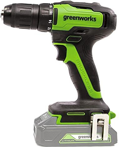 GreenWorks Trapano Avvitatore a Batteria con Motore Brushless, 0-1450 giri/min., 2 Marce, 35Nm di Coppia, SENZA Batteria 24V 2Ah e Caricabatterie, Borsa, Garanzia 3 Anni