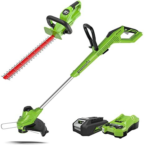 GreenWorks Tagliabordi Elettrico 24V 28cm Larghezza di Taglio, Tagliasiepi con Batteria 2Ah e Caricatore