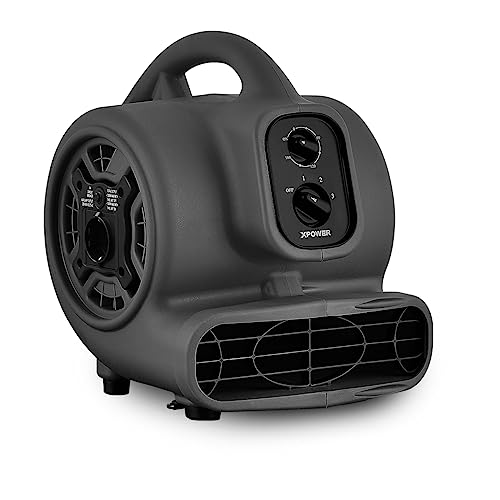 XPower Mighty Air Mover Ventilatore da avimento Ventilatore er asciugatrice Ventilatore er rato all'aerto con resa di corrente esterna (Nero, -230AT)