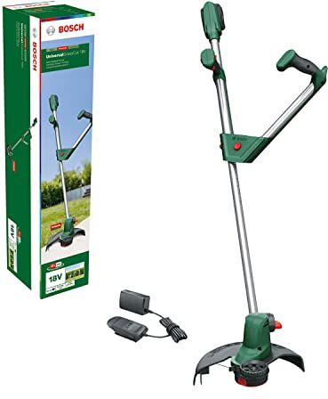 Bosch Tagliabordi a batteria UniversalGrassCut 18V-260 (1x batteria 2,0 Ah, sistema a 18 Volt, ⌀ taglio: 26 cm, impugnature regolabili, in scatola di cartone)