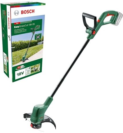 Bosch Tagliabordi a batteria EasyGrassCut 18V-26 (senza batteria, sistema a 18 Volt, diametro di taglio 26 cm, in scatola di cartone)