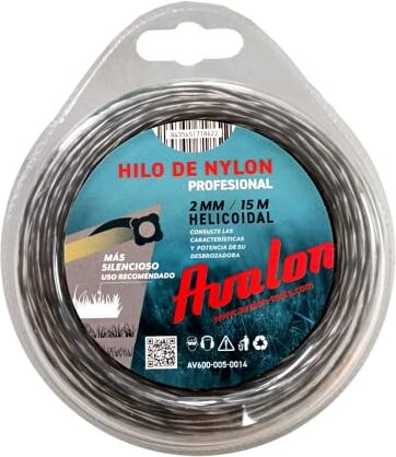 Avalon Filo elicoidale in Nylon Universale per decespugliatore e Tosaerba (2 mm x 15 m)