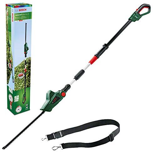 Bosch UniversalHedgePole Tagliasiepi Telescopico con Batteria e Caricabatteria, 45 W, 18 V, Verde117.50x19.50x16.40 cm, 2.200 corse/min, 3 Pezzi