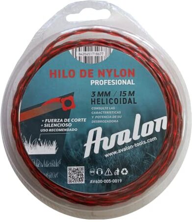 Avalon Filo elicoidale in Nylon Universale per decespugliatore e Tosaerba (3 mm x 15 m)