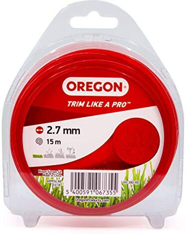 Oregon Filo per Decespugliatore Filo in Nylon Tondo di Ricambio Universale per Tagliabordi e Decespugliatori Ideale per Giardinaggio e Fai da Te Bobina da 2,7 mm x 15m, Colore Rosso ()