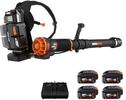 WORX Nitro  Soffiatore a zaino senza spazzole, 80 V, con base Camp, batterie e caricabatterie inclusi