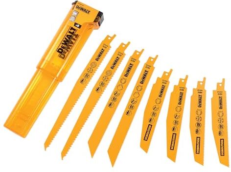 DeWalt 8 Pezzi Set Lame per Sega Alternativa Dt2442, Bimetallo, con Denti Brevettati per Applicazioni Impegnative, per Legno, Legno con Chiodi e Metallo