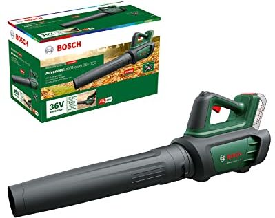 Bosch Soffiatore a batteria AdvancedLeafBlower 36V-750 (senza batteria, 36 Volt, per la pulizia di foglie ostinate, aree di grandi dimensioni, leggero 2.8 kg, in confezione di cartone)