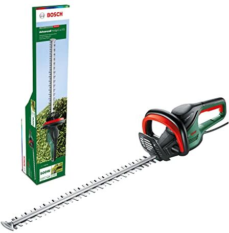 Bosch Tagliasiepi elettrico AdvancedHedgeCut 65 (500 Watt, lunghezza barra: 65 cm, per siepi grandi, spessore di taglio: 34 mm, confezione in cartone), Nuovo Design, Verde Classico