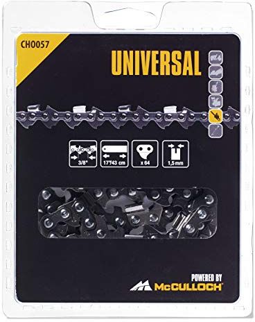 McCulloch Universal Catena CHO057: catena per motosega, 17 pollice/43cm 3/8 pollice 64p, affilatura straordinaria, manutenzione semplice, accessorio originale  (cod. art. 00057-76.151,57)