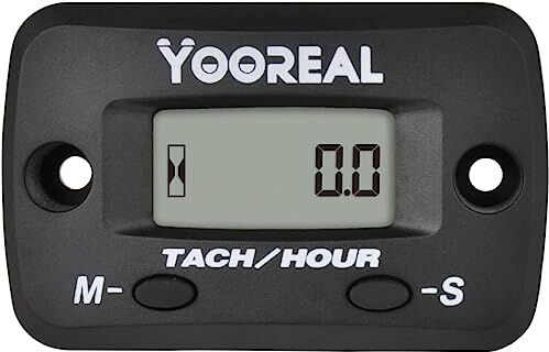 YOOREAL Contaore e contagiri per Manutenzione Digitale, Batteria sostituibile, Impermeabile per Tosaerba, decespugliatore, generatore, compressore d'Aria, Scooter, Motosega, Pit Bike, paramotore…