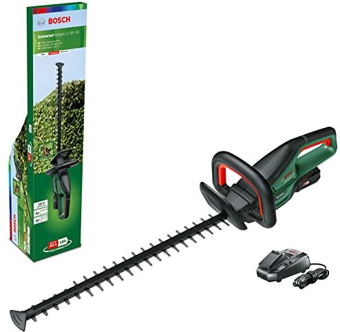 Bosch Tagliasiepi a batteria UniversalHedgeCut 18V-50 (1 da 2,5 Ah, sistema 18 Volt, lunghezza lama 50 cm, in confezione di cartone)