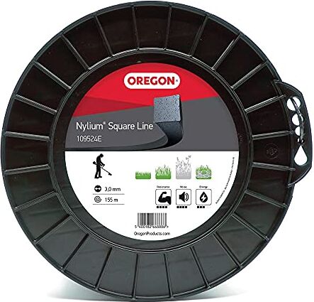 Oregon Filo per Decespugliatore Quadrato in Nylon per Impieghi Gravosi, Bobina da 3,0 mm x 155 m – Adatto alla Maggior Parte delle Marche di Tagliabordi