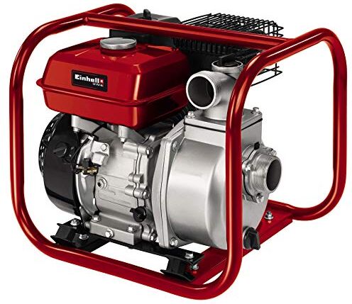 Einhell GE-PW 46 Motopompa (motore benzina 4 tempi, 4600 W 6,3 HP, portata max 23000 L/h, prevalenza 26 m, altezza aspirazione max 6,5m, serbatoio benzina 3,6 l, dispositivo arresto mancanza olio)