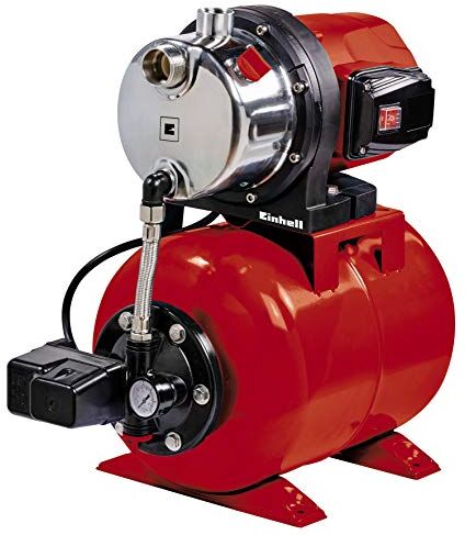 Einhell Hauswasserwerk GC-WW 1046 N (1050 W, portata massima 4600 L/h, pressione massima di mandata 4,8 bar, pressostato, manometro, serbatoio da 20 L), acciaio inossidabile