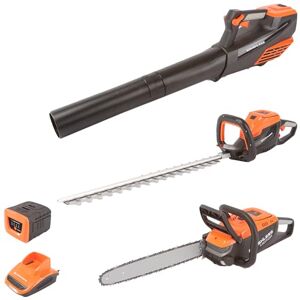 Yard Force Set di attrezzi da giardino 40 V, tagliasiepi 60 cm, motosega 35 cm, soffiatore per foglie, 180 km/h, batteria da 2,5 Ah e caricatore rapido da 1 h, piattaforma GR40 Yard Force Set di attrezzi da giardino 40 V, tagliasiepi 60 cm, motosega 35 cm, soffiatore per foglie, 180 km/h, batteria da 2,5 Ah e caricatore rapido da 1 h, piattaforma GR40