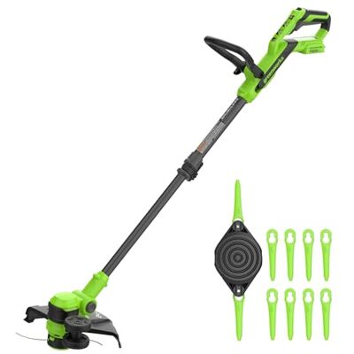 Greenworks 24V Tagliaseta Brushless Gen2 2-in-1 per giardini piccoli e medi, larghezza di taglio di 30 cm, include 10 lame di plastica senza batteria e caricabatterie, Verde ST3002 Greenworks 24V Tagliaseta Brushless Gen2 2-in-1 per giardini piccoli e medi, larghezza di taglio di 30 cm, include 10 lame di plastica senza batteria e caricabatterie, Verde ST3002
