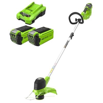 Greenworks 40V Tagliabordi a Batteria per Giardini Medi, Altezza Regolabile, Ampiezza Taglio 30cm, Filo di Nylon da 1,65mm con Autofeed, 2x Batterie da 40V 2Ah e Caricabatterie G40LTK2X Greenworks 40V Tagliabordi a Batteria per Giardini Medi, Altezza Regolabile, Ampiezza Taglio 30cm, Filo di Nylon da 1,65mm con Autofeed, 2x Batterie da 40V 2Ah e Caricabatterie G40LTK2X