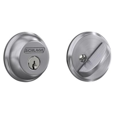 SCHLAGE Catenaccio con chiave standard su 1 lato, massima sicurezza residenziale, cromo satinato SCHLAGE Catenaccio con chiave standard su 1 lato, massima sicurezza residenziale, cromo satinato