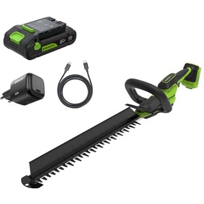 Greenworks Tagliasiepi a batteria 24V 51 cm con batteria 2.0Ah, motore brushless, lama doppia azione 28 mm, Hedge Sweeper, caricabatterie USB-C incluso A1 Greenworks Tagliasiepi a batteria 24V 51 cm con batteria 2.0Ah, motore brushless, lama doppia azione 28 mm, Hedge Sweeper, caricabatterie USB-C incluso A1