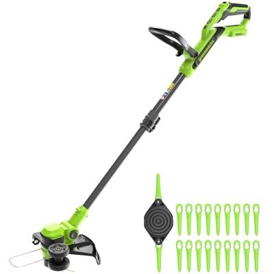 Greenworks 24V Tagliabordi a batteria, larghezza di taglio 30 cm, testa del motore rotante e inclinabile di 90°, con bobina di cavo e 20 lame in plastica, senza batteria né caricabatterie Greenworks 24V Tagliabordi a batteria, larghezza di taglio 30 cm, testa del motore rotante e inclinabile di 90°, con bobina di cavo e 20 lame in plastica, senza batteria né caricabatterie