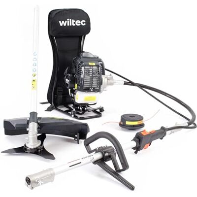 Wiltec Attrezzo multifunzione da giardinaggio Decespugliatore, Tagliabordi Motore a 2 tempi, con zaino Wiltec Attrezzo multifunzione da giardinaggio Decespugliatore, Tagliabordi Motore a 2 tempi, con zaino