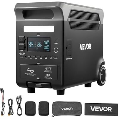 VEVOR Centrale Elettrica Portatile, Generatore Solare da 3600 W e 3840 Wh con 10 Porte di Uscita, Batteria di Backup LiFePO4 Espandibile per Camper, Campeggio, Senza Pannello Solare VEVOR Centrale Elettrica Portatile, Generatore Solare da 3600 W e 3840 Wh con 10 Porte di Uscita, Batteria di Backup LiFePO4 Espandibile per Camper, Campeggio, Senza Pannello Solare