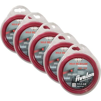 Avalon Confezione da 5 fili rotondi in nylon universale per decespugliatore e tosaerba (2 mm x 15 m) Elevata durata e prestazioni ottimali nelle attività di decespugliamento Avalon Confezione da 5 fili rotondi in nylon universale per decespugliatore e tosaerba (2 mm x 15 m) Elevata durata e prestazioni ottimali nelle attività di decespugliamento