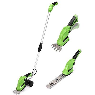 BAKAJI Forbici Cesoie Sfoltirami Elettrico a Batteria con Manico Telescopico Allungabile Tagliaerba Decespugliatore Tagliasiepi 2 Lame Intercambiabili 9cm 17cm in Acciaio BAKAJI Forbici Cesoie Sfoltirami Elettrico a Batteria con Manico Telescopico Allungabile Tagliaerba Decespugliatore Tagliasiepi 2 Lame Intercambiabili 9cm 17cm in Acciaio