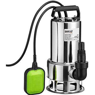 BAKAJI Pompa Immersione Elettropompa Sommersa Acque Scure Sporche Potenza 1100W Portata 18000L/h Profondità Massima 9 Metri con Corpo Acciaio Fondo Piatto Maniglia per il Trasporto Cavo 10 metri BAKAJI Pompa Immersione Elettropompa Sommersa Acque Scure Sporche Potenza 1100W Portata 18000L/h Profondità Massima 9 Metri con Corpo Acciaio Fondo Piatto Maniglia per il Trasporto Cavo 10 metri