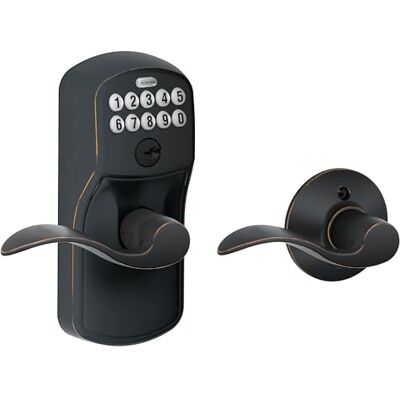 SCHLAGE FE575 PLY 716 ACC Plymouth Keypad Entry with Auto-Lock and Accent Levers, Aged Bronze SCHLAGE FE575 PLY 716 ACC Plymouth Keypad Entry with Auto-Lock and Accent Levers, Aged Bronze