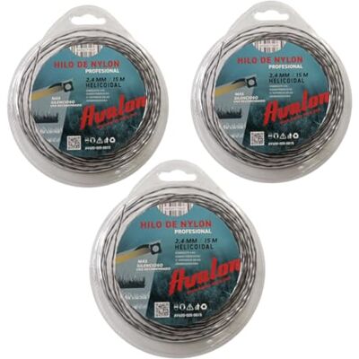 Avalon Confezione da 3 fili rinforzati in nylon universale per decespugliatore e tosaerba (2,4 mm x 15 m) Filo per decespugliatore rinforzato DualPower per erbacce Avalon Confezione da 3 fili rinforzati in nylon universale per decespugliatore e tosaerba (2,4 mm x 15 m) Filo per decespugliatore rinforzato DualPower per erbacce
