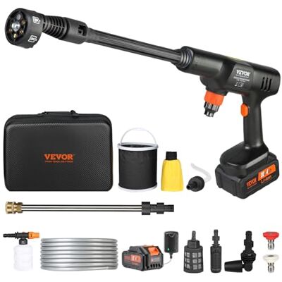 VEVOR Idropulitrice Portatile Senza Fili, 652 PSI 1,0 GPM, Batteria 4,0 Ah, Accessori con Valigetta VEVOR Idropulitrice Portatile Senza Fili, 652 PSI 1,0 GPM, Batteria 4,0 Ah, Accessori con Valigetta