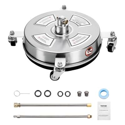 VEVOR Idropulitrice per Superfici in Acciaio Inossidabile con 4 Ruote, 275,8 Bar Max, Connettore Rapido da 1/4, 2 Ugelli a Spruzzo, 2 Lance Estese, per Cemento, Patio, Marciapiede 355,6 mm VEVOR Idropulitrice per Superfici in Acciaio Inossidabile con 4 Ruote, 275,8 Bar Max, Connettore Rapido da 1/4, 2 Ugelli a Spruzzo, 2 Lance Estese, per Cemento, Patio, Marciapiede 355,6 mm