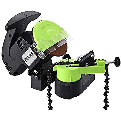 BAKAJI Affilacatene Elettrico da banco per Catena Motosega Affila Catena con Serraggio Automatico e Angolo di Affilatura Regolabile Potenza 220 W 7500 Rpm 2Disco 108 mm Incluso BAKAJI Affilacatene Elettrico da banco per Catena Motosega Affila Catena con Serraggio Automatico e Angolo di Affilatura Regolabile Potenza 220 W 7500 Rpm 2Disco 108 mm Incluso
