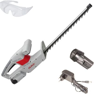 IKRA tagliasiepi IAHS 1240, incl. batteria, caricabatterie e occhiali Lama con guida in alluminio e protezione antiurto, lunghezza di taglio 41 cm, spessore di taglio 14 mm, linea 12V IKRA tagliasiepi IAHS 1240, incl. batteria, caricabatterie e occhiali Lama con guida in alluminio e protezione antiurto, lunghezza di taglio 41 cm, spessore di taglio 14 mm, linea 12V
