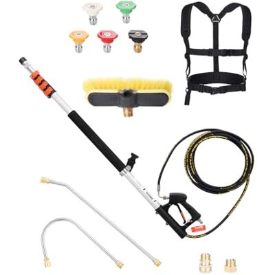 VEVOR Lancia Telescopica per Idropulitrice, 5437 mm, 275 Bar, Lancia Telescopica con Prolunghe, Pulitore per Grondaie, Testina Spazzola, 5 Ugelli Spruzzo, Adattatore e Cintura di Supporto Regolabile VEVOR Lancia Telescopica per Idropulitrice, 5437 mm, 275 Bar, Lancia Telescopica con Prolunghe, Pulitore per Grondaie, Testina Spazzola, 5 Ugelli Spruzzo, Adattatore e Cintura di Supporto Regolabile