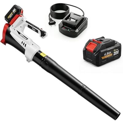 Outsunny Soffiatore a Batteria 18V con Batteria 4Ah Motore Brushless 250W Outsunny Soffiatore a Batteria 18V con Batteria 4Ah Motore Brushless 250W