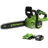 GreenWorks GD24CS30K4 Motosega a Batteria con Motore Brushless, Lunghezza Barra 30cm, Velocità Catena 7,8m/s, Auto-Lubrificante, Anti Contraccolpi, Batteria 24V 4Ah e Caricabatterie, Garanzia 3 Anni