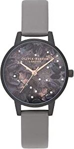 Burton Orologio Analogico al Quarzo da Donna con Cinturino in Pelle Eco-Compatibile Grigio