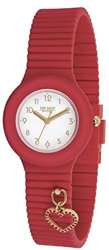 Hip Hop , Collezione Dancing in the Light, Orologio Donna con Cinturino in Silicone, Ciondolo con Cuore, Cassa 32mm, Movimento al Quarzo, Resistente all'Acqua, Rosso