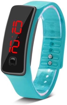 Sonew Orologi sportivi, orologio da polso in silicone LED Calendario digitale Bracciale da polso per donna Uomo Sweatproof Long Time Standby leggero(Light Blue)