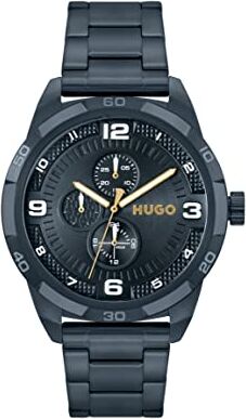 HUGO Orologio Analogico Multifunzione al Quarzo da Uomo con Cinturino in Acciaio Inossidabile Blu