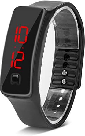 Sonew Orologi sportivi, orologio da polso in silicone LED Calendario digitale Bracciale da polso per donna Uomo Sweatproof Long Time Standby leggero(Black)