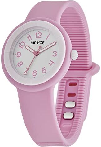 Hip Hop , Collezione Hero.Dot, Orologio Donna, Cinturino in Silicone Soft Touch, Pratica Chiusura, Lunetta Bianca, Numeri Verdi, Cassa 34 mm, Movimento al Quarzo, Rosa