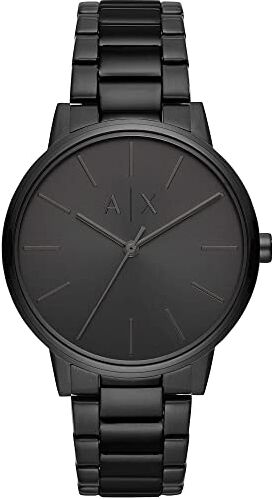 Armani Orologio a Tre Lancette Uomo, Cassa in Acciaio Inossidabile Nero 42 mm con Bracciale in Acciaio Inossidabile,