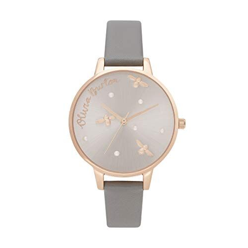 Burton Orologio Analogico al Quarzo da Donna con Cinturino in Pelle Eco-Compatibile Grigio