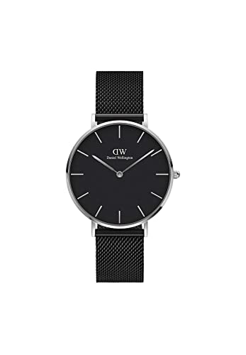 Daniel Wellington Petite Ashfield Orologio Unisex Adulto, 36mm, in Maglia, Nero/Argento