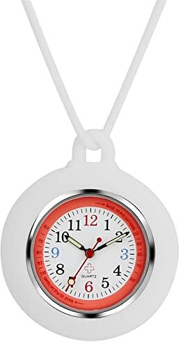 JewelryWe Orologio da infermiera analogico, al quarzo, da taschino al quarzo, impermeabile, in silicone, con catena, orologio da infermiere, orologio da polso per medico, regalo unisex