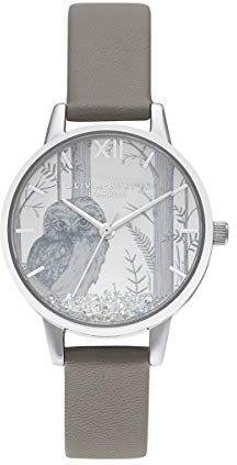 Burton Orologio Analogico al Quarzo da Donna con Cinturino in Pelle Eco-Compatibile Grigio